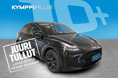 Tesla Model Y RWD ** 2x renkaat ja vanteet / Berliinin tehtaalta / Pienet kilometrit ** - RAHOITUSKORKO tähän autoon vain 3,89% - Tyylikäs ALLBLACK Tesla Model Y! Takuunalainen ja käytännöllinen sähkömaasturi!