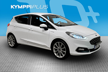 Ford Fiesta 1,0 EcoBoost 100hv A6 Vignale 5-ovinen ** Nahat / Lohko ja sisäp. / Koukku ** - Hyvin varusteltu Suomi-Ford, B&O-äänentoistojärjestelmä, ACC, LED-valot, vetokoukku!