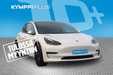 Tesla Model 3 Long Range ** EAP / Vetokoukku / Lämpöpumppu / Lasikatto ** - RAHOITUSKORKO tähän autoon vain 3,89% - Sähköluukku / Musta nahkaverhoilu / Helmiäisvalkoinen