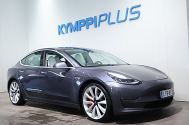 Tesla Model 3 Performance Dual Motor AWD ** ACC / Kaistavahti / Blis / LED / P.tutkat / P.kamera / Lasikatto / Navi ** - Nahkaverhoilu / Langaton puhelimen latausalusta
