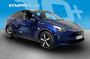 Tesla Model Y Long Range ** Vetokoukku / Kahdet renkaat vanteineen / Sininen metalliväri ** - Suomalaisten suosima sähkömaasturi edulliseen hintaan!
