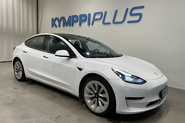Tesla Model 3 Long Range ** Vetokoukku / 2x renkaat / Matrix-Led / Panorama ** - ** 19' Sport-vanteet / Lämpöpumppu / Nahkaverhoilu / Adapt. vak / Pearl White **