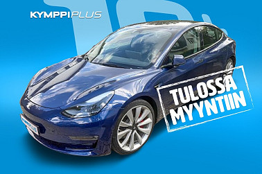 Tesla Model 3 Performance / 2 x vanteet ja renkaat / Acc / Panoraama / Sininen - Tesla Model 3 Performance: räjähtävä kiihtyvyys, huippuluokan tehokkuus ja futuristinen ajokokemus.