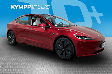 Tesla Model 3 Rear-Wheel Drive Highland** Adapt.cruise / Tehdastakuu / Matrix-valot / Kamera - Vähän ajettu Highland upealla punaisella ulkovärilla ja valkoisella nahkasisustalla!
