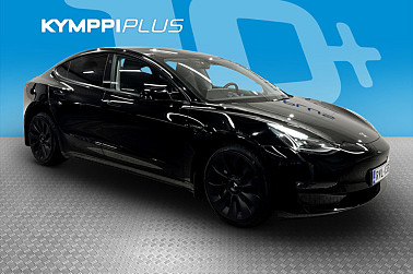 Tesla Model 3 Long Range * Matrix-Led / Autopilot / Premium Audio / Acc * - Musta / Kahdet renkaat / AMD Ryzen / Tummennetut takalasit