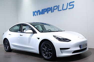 Tesla Model 3 Standard Range Plus ** 1-om. Suomiauto / Vaaleat nahat / 2x renkaat ja vanteet ** - Tyylikäs sähköauto: LED-valot, lasikatto, valkoinen nahkasisustus ja huippuvarusteet!