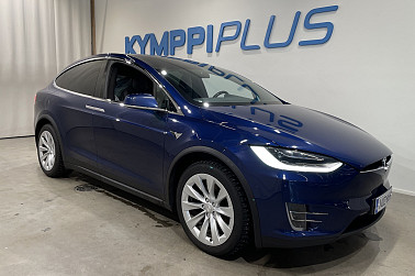 Tesla Model X 100 D ** Kahdet renkaat ja vanteet / Intel MCU / CCS / Ultra HiFi / Ilmajouset - SoH 86,0 % / Deep Blue Metallic / Musta sisusta / Lasikatto / Sähköinen esilämmitys
