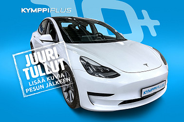 Tesla Model 3 Standard Range Plus ** Lasikatto / 2 x renkaat / Lämpöpumppu / Nahkaverhoilu / Navi ** - Pitkän toimintasäteen Tesla, lämpöpumpulla, mukavuuksilla ja moderneilla ajoavustimilla.