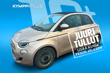 Fiat 500e Icon Cabrio 118hv 42kWh ** Suomi-auto / Kahdet renkaat / LED / Peruutuskamera / Keyless / CarPlay & Android ** - Tyylikäs täyssähköinen cabrio, jopa 320 km toimintamatka ja kattavat varusteet.