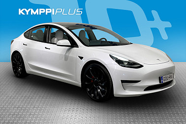 Tesla Model 3 Performance ** Parannettu Autopilot / Vaaleat nahkapenkit / 2-Om. Suomiauto ** - Astetta paremmin varusteltu Suomi Perffi! Nämä viedään oikeasti nyt käsistä, joten toimi nopeasti!