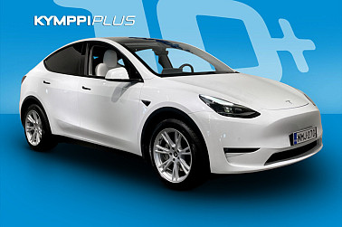 Tesla Model Y Long Range ** Matrix-Led / Ratinlämmitys / Premium Audio / Lasikatto ** - Valkoisella sisustalla oleva Suomiauto ensimmäiseltä omistajalta!