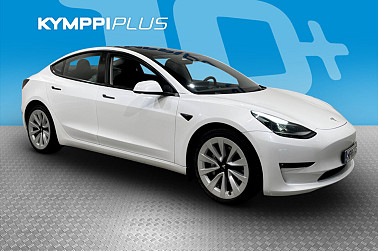 Tesla Model 3 Long Range ** Vetokoukku / 2x renkaat / Matrix-Led / Panorama ** - ** 19' Sport-vanteet / Lämpöpumppu / Nahkaverhoilu / Adapt. vak / Pearl White **