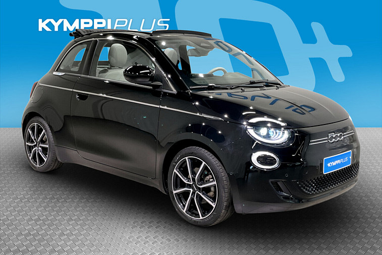 Fiat 500e La Prima Cabrio  118hv 42kWh - Acc / Led / Jbl-audio / Kuljettajan istuin muistilla / Nahkaverhoilu / P.kamera / 2 x renkaa alumiinivanteilla