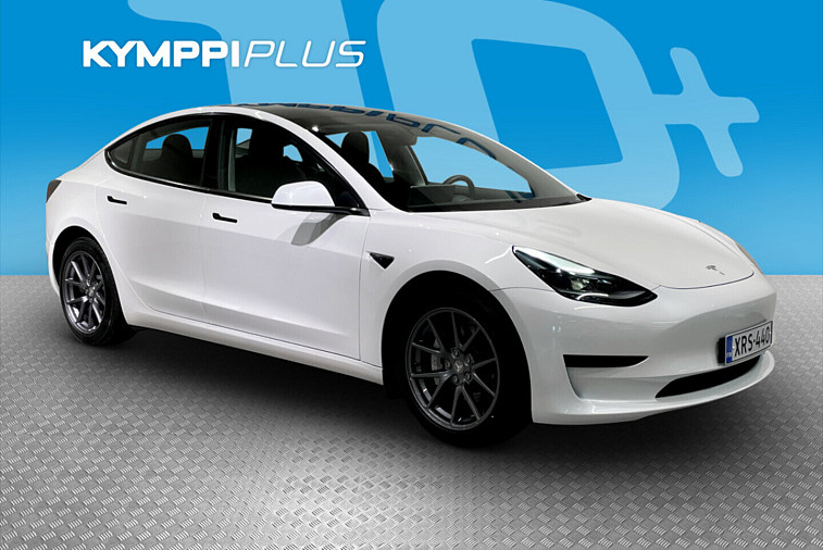 Tesla Model 3 RWD - ACC / Kahdet renkaat vantein / Nahat / LED / Tehdastakuu / Lämpöpumppu / Kamerat / Panorama / Sähkötoiminen takaluukku / Suomi-auto