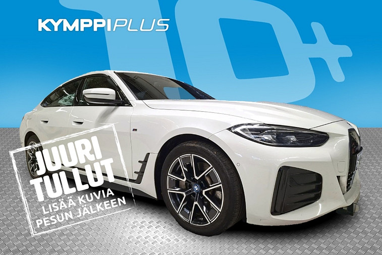 BMW i4 eDrive40 M Sport - SoH 97 % / Nahkaverhoillut sporttipenkit / Widescreen / Adaptiivinen vakionopeudensäädin / 2x renkaat ja vanteet / Vetokoukku /  Suomi-auto