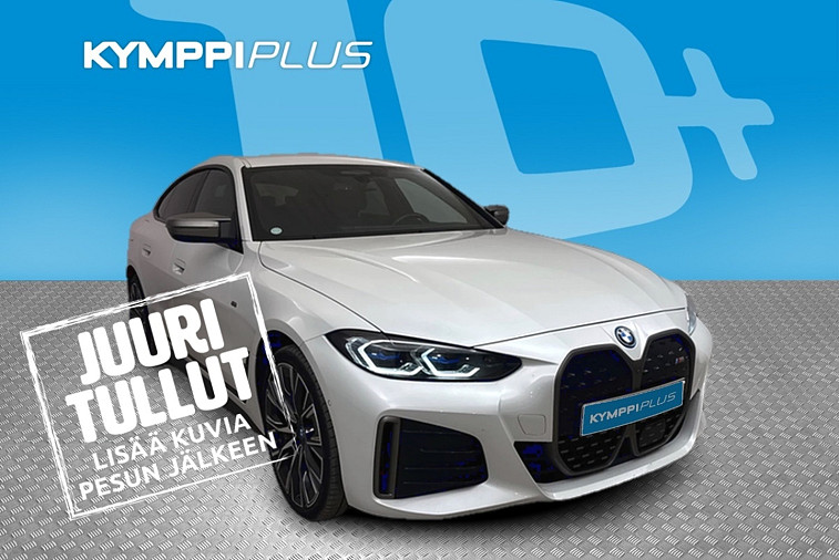 BMW i4 M50 Fully Charged - Tyylikäs i4 M50 BMW tupla renkain ja vantein. Varusteissa ei ole pihistelty, mm. Laser-ajovalot, Adapt.vakkari, 360 Kamera, HUD näyttö, koukku sekä Harman Kardon äänentoisto