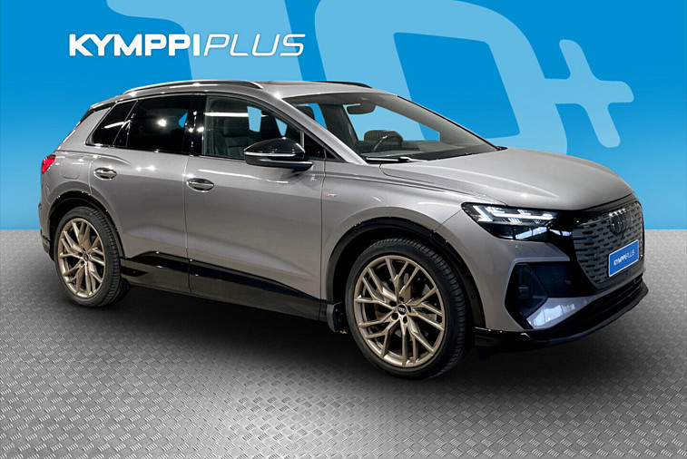 Audi Q4 e-tron 50 e-tron quattro S Line - S-Line ulko- ja sisätila paketti / Musta optiikka / Alle taittuva vetokoukku / ACC / Matrix LED / Panorama / Sonos Audio / Lämpöpumppu / Peruutuskamera