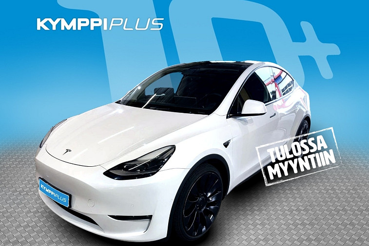 Tesla Model Y Performance - ** Vetokoukku / Lasikatto / Pearl White / LED **