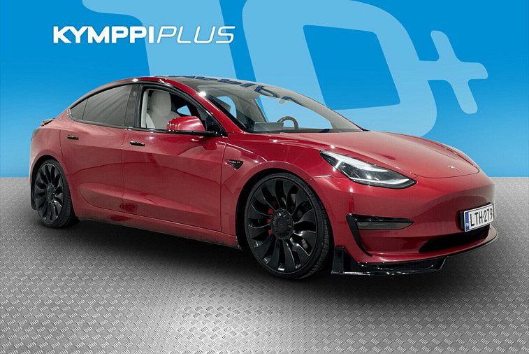 Tesla Model 3 Performance Dual Motor AWD** Valkoinen nahka / 21 Turbine vanteet / Lasikatto