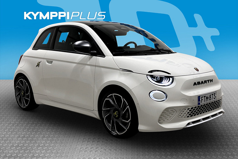 Fiat 500e Abarth 500e 155hv Scorpionissma - Harvinainen helmi / Abarth Sound Generator / Lasikatto / JBL / Urheiluistuimet / LED / Navi / Keyless / Kahdet renkaat vantein