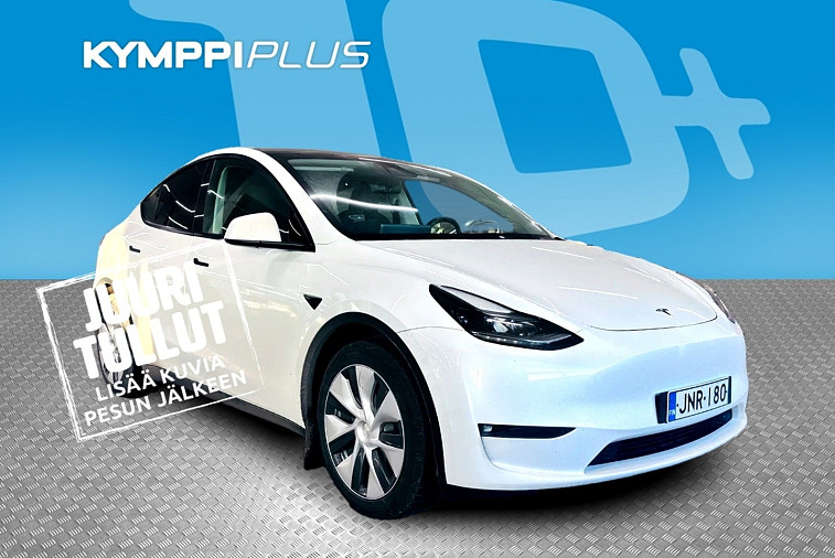 Tesla Model Y Long Range - Akkutesti SoH 95,6 %, kahdet vanteet renkaineen, lämpöpumppu, akuston esilämmitys, adaptiivinen vakionopeudensäädin, vetokoukku 1 600 kg, lasikatto, premium-äänentoisto, sähköluukku, , neliveto 351 hv