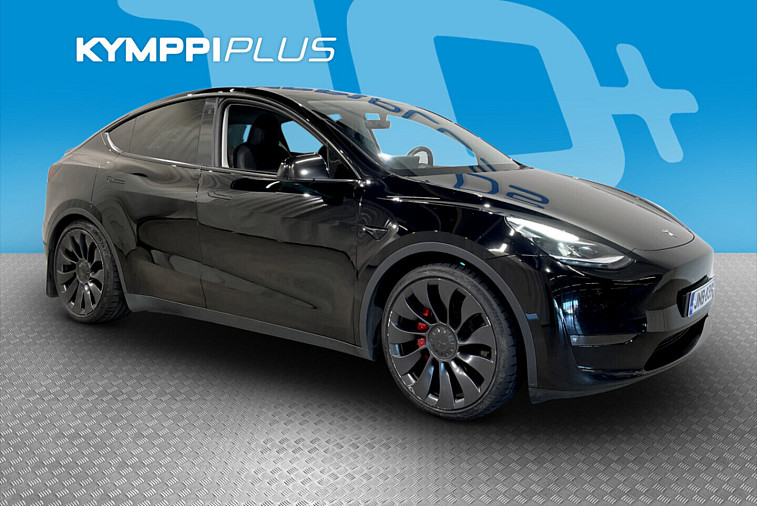 Tesla Model Y Performance - 2x renkaat ja vanteet / Vetokoukku / 1. omistaja / Suomi-auto / Matrix-Led / ACC / Apple Music / Spotify / Lämpöpumppu / Nahkasisusta / Panoraamakatto