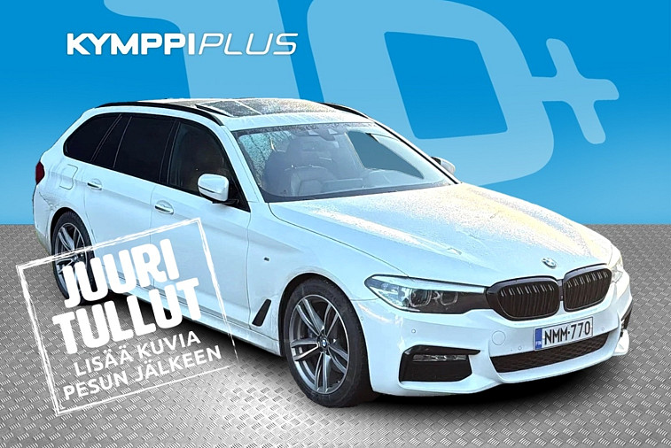 BMW 530 G31 Touring 530d A xDrive Business M-Sport / Konjakkinahat / Vetokoukku / Lasikatto - Moottorinlämmitin / Xenon / Kaukovaloavustin / Urheiluistuimet / Cognac-nahat / Lasikatto / Avaimeton Käyttö / Navigointi / Pysäköintitutkat