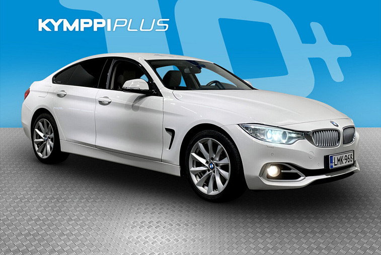 BMW 420 F36 Gran Coupe 420d TwinPower Turbo A xDrive Business Automatic Modern - Suomi-auto, huollettu 9/2026, katsastettu 9/2026, xDrive-neliveto, alle taittuva vetokoukku, lohkolämmitin ja sisäpistoke, peruutuskamera, sähkötoiminen takaluukku, Xenon-ajovalot