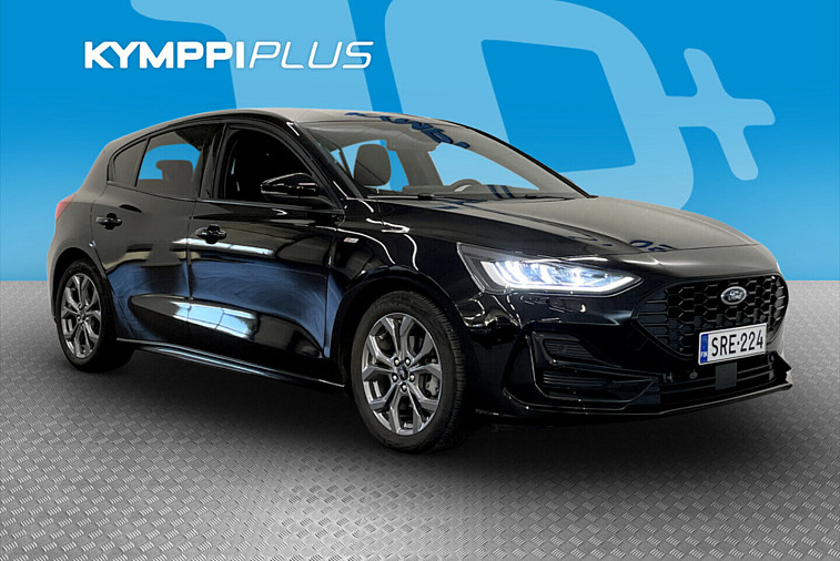 Ford Focus 1.0 EcoBoost Hybrid Powershift 155hv (kevythybridi) A7 ST-Line 5-ovinen - Suomi-auto, tehdastakuu voimassa, huollettu 10/2026, ST-Line, adaptiivinen vakionopeudensäädin, katveavustin, lohkolämmitin, lämmitettävä tuulilasi ja ratti, CarPlay, peruutuskamera