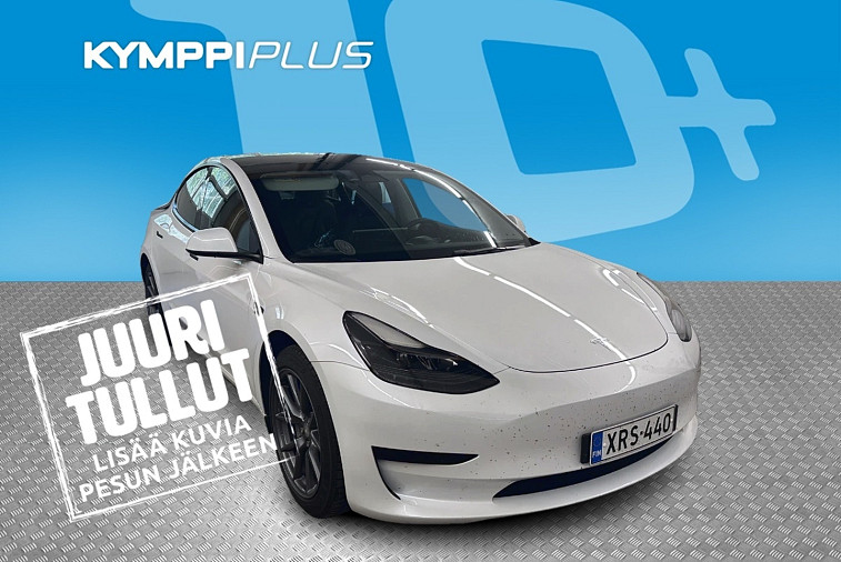 Tesla Model 3 RWD - ACC / Kahdet renkaat vantein / Nahat / LED / Tehdastakuu / Lämpöpumppu / Kamerat / Panorama / Sähkötoiminen takaluukku / Suomi-auto
