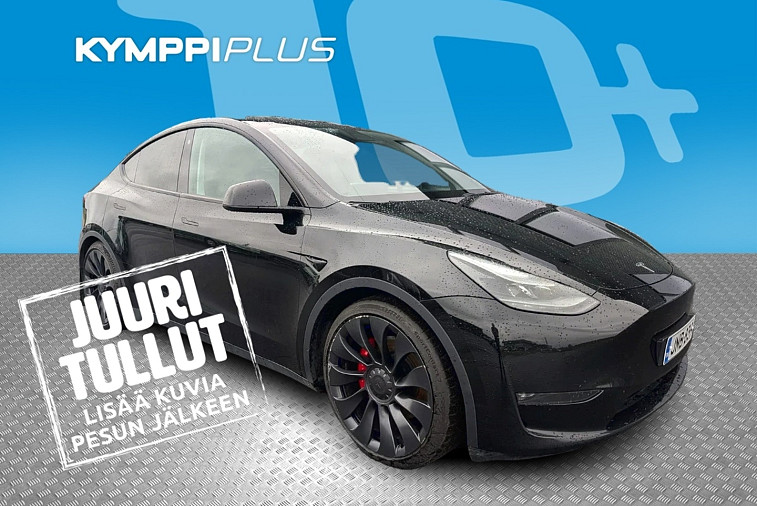 Tesla Model Y Performance - 2x renkaat ja vanteet / Vetokoukku / 1. omistaja / Suomi-auto / Matrix-Led / ACC / Apple Music / Spotify / Lämpöpumppu / Nahkasisusta / Panoraamakatto
