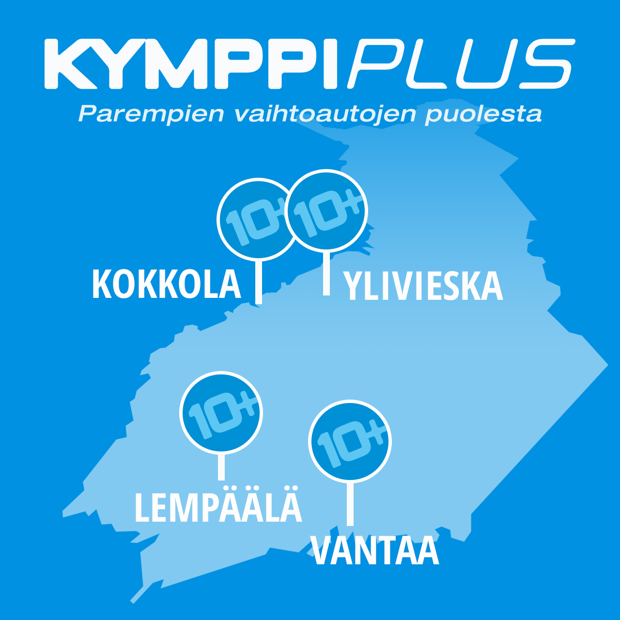 Autoliike Kymppi Plus Oy:n toimipisteet